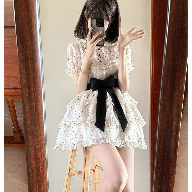 京岁DJC52620时记jk波点洋东装女裙子甜妹漂亮公主蓬蓬裙初小个子