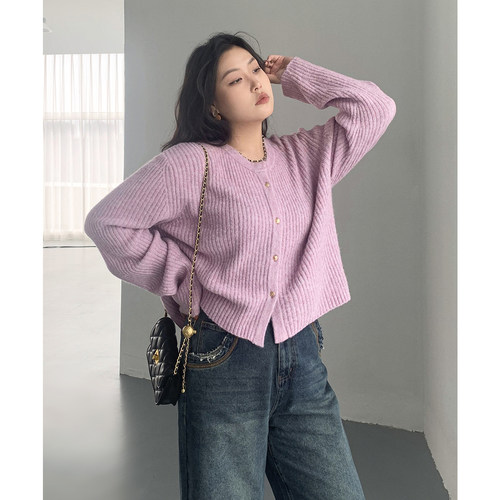 简约圆领针织开衫软糯内搭毛衣