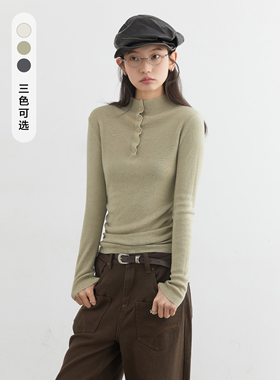 CV大码女装冬款简约小高领修身打底T恤柔软保暖羊毛针织衫女胖mm