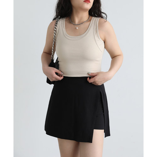 CV大码女装 设计感小众修身短款U型领假两件吊带背心内搭夏季新款