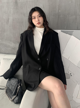 CV大码女装2026春季休闲通勤白色西装外套女宽松胖mm显瘦小西服女