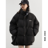 CV大码 格纹拼接棉服保暖棉衣情侣棉袄面包服外套女 新款 女装 冬季