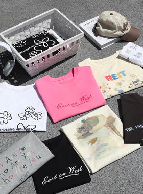 CV大码女装 夏季新款宽松圆领字母印花凉感插肩短袖T恤上衣女