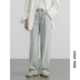 阔腿垂感拖地长裤 CV大码 高腰纯棉直筒牛仔裤 春夏新款 胖MM女 女装