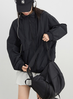 CV大码女装2026夏季新款UPF50+凉感连帽防晒服休闲冲锋外套女胖mm