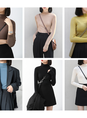 CV大码女装 春秋BI入7色可选打底衫！亲肤柔软半高领堆堆袖女上衣