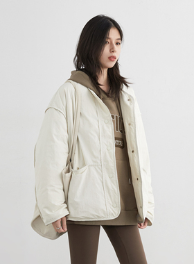 CV大码女装秋冬新款简约宽松肌理感圆领羽绒服90白鸭绒外套女胖mm