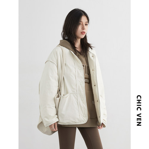 肌理感圆领羽绒服90白鸭绒外套