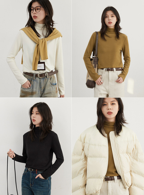 CV大码女装 2025冬季新款半高领长袖打底衫亲肤好穿依翡丝内搭T恤