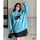 新款 2026春季 圆领奥利绒卫衣趣味立体小猫印花上衣女 女装 CV大码