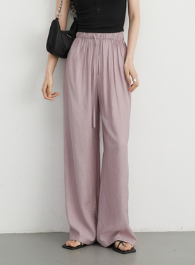 CV大码女装 2026肌理感松紧腰遛弯裤褶皱阔腿休闲裤拖地山本裤女