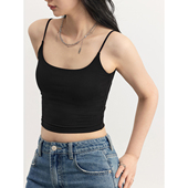 CV大码 背心美背吊带露背女胖mm bi备简约带胸垫短款 女装 2026春新款