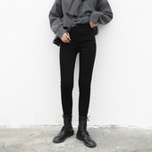 子女冬季 CV大码 修身 九分铅笔裤 女装 入店BI败复古高腰加绒牛仔裤