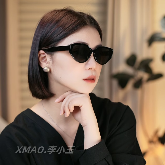 美式复古猫眼墨镜女款2025新款高级感窄框眼镜方圆脸雪地太阳镜女