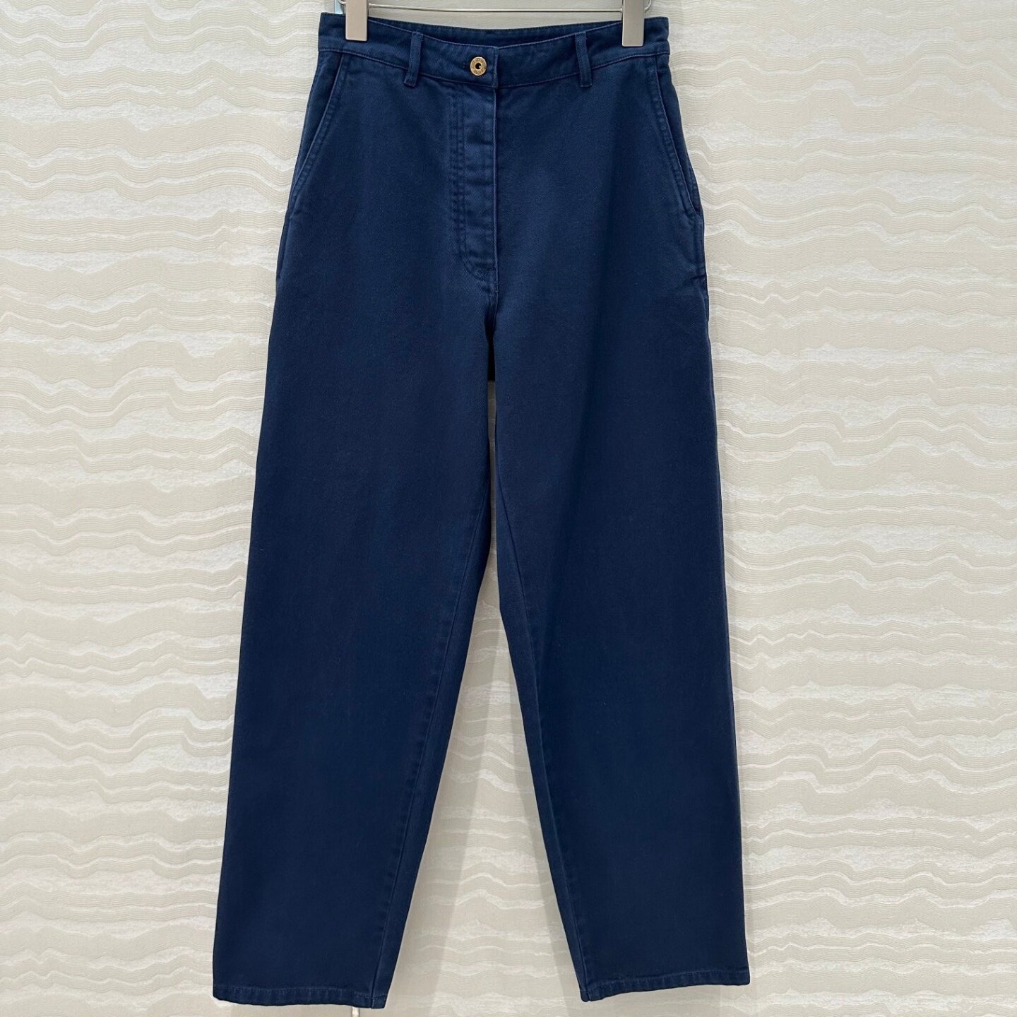 深圳南油新款定制进口色织牛仔重工洗水少女工装口袋直筒长裤女