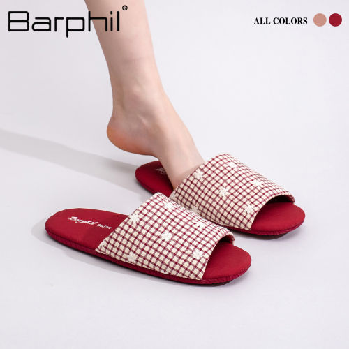 Barphil拖鞋女2026春夏新款室内家居包头静音软底刺绣木地板防滑