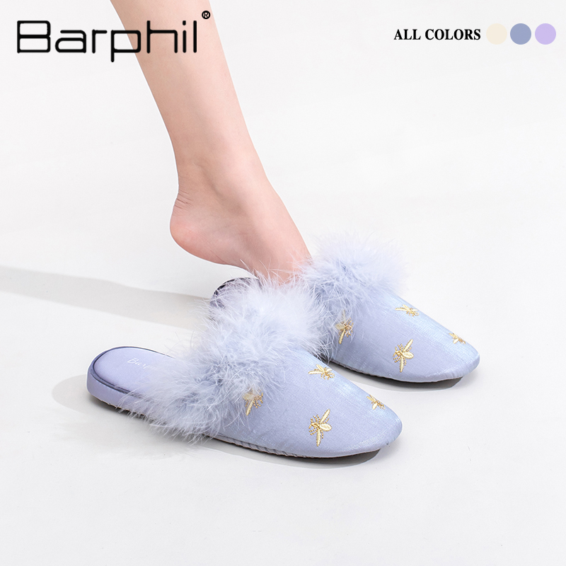 Barphil拖鞋女2025新款秋冬季室内家居可爱棉拖鞋保暖毛毛木地板