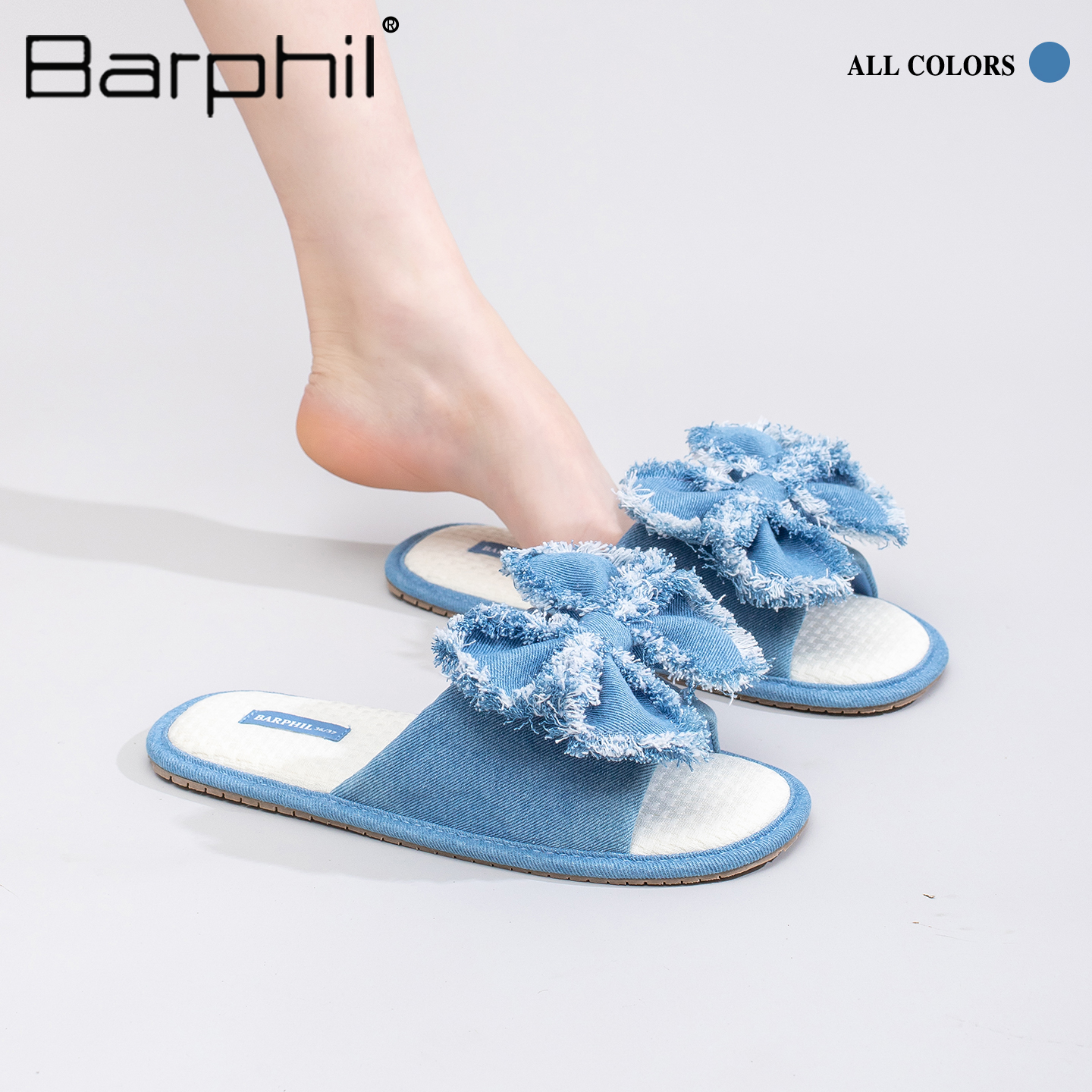 Barphil拖鞋女士春秋季2025新款室内家居防滑软底舒适牛仔一字拖