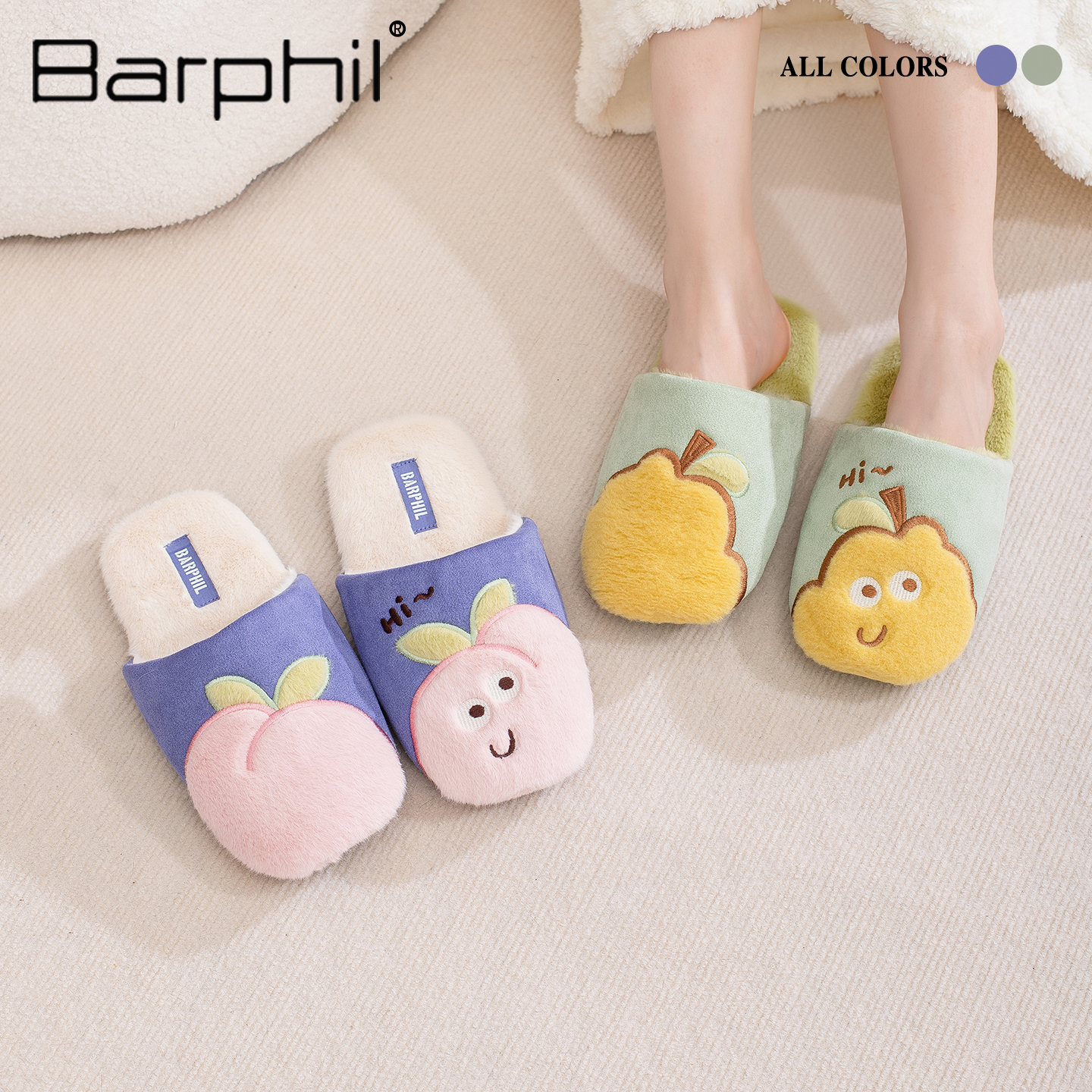 Barphil拖鞋女士2025新款秋冬季室内家居可爱包头保暖棉拖鞋静音