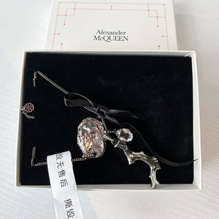 ALEXANDER MCQUEEN麦昆 男士金属银色复古项链