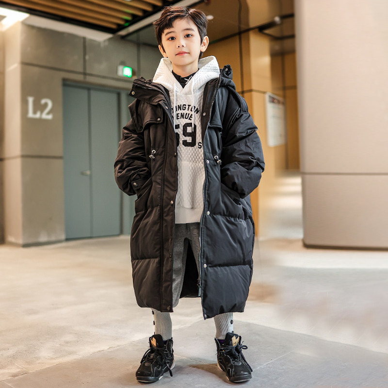 男童羽绒服中长款冬季加厚2022新款洋气男孩童装大童儿童冬装外套