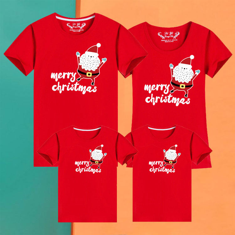 3 4인 가족을 위한 크리스마스 부모자식 반팔 티셔츠 고급스럽고 스타일리시한 학생 운동복 교복