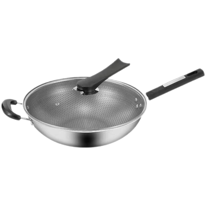 电视购物同款厨福贵无烟不粘锅厨富贵不锈钢少油烟加厚家用炒菜锅