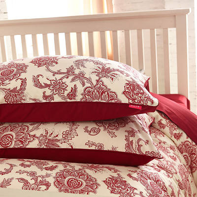 厂家柳庭家纺全棉60支贡缎枕套纯棉枕头套一对装红瓷48x74cm