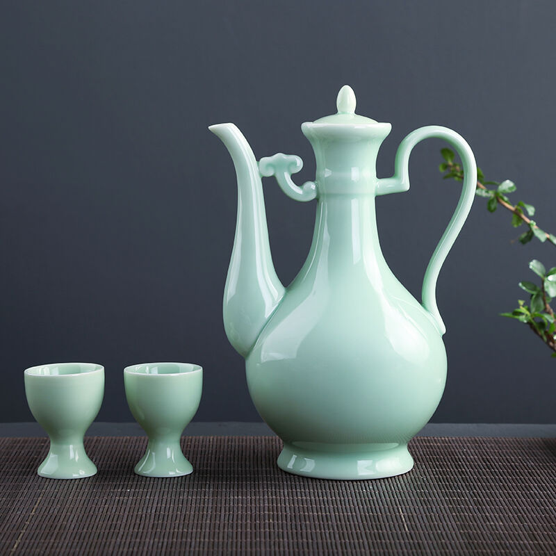 创意仿古青瓷陶瓷酒具单壶家用酒壶清酒分酒器白酒壶古代的酒壶复