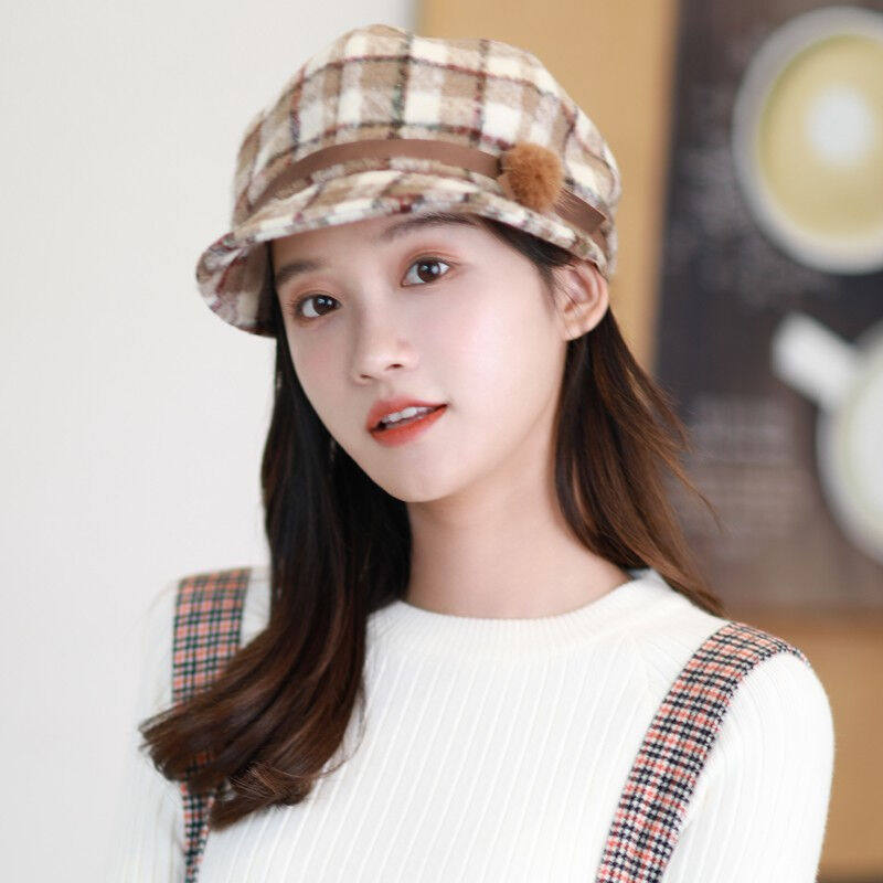 677888帽子女秋冬季时尚韩版贝雷帽日系八角帽英伦风报童帽百搭褐怎么看?