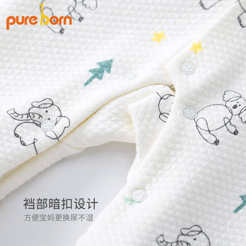 pureborn博睿恩婴儿连体衣宝宝秋冬保暖空气层夹棉爬服哈衣新生儿怎么样,好用不?