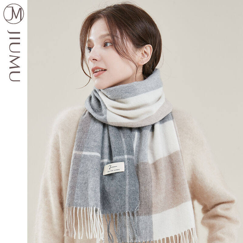 玖慕(jiumu)纯羊绒围巾女冬款披肩加厚女士围巾保暖围脖女冬季生