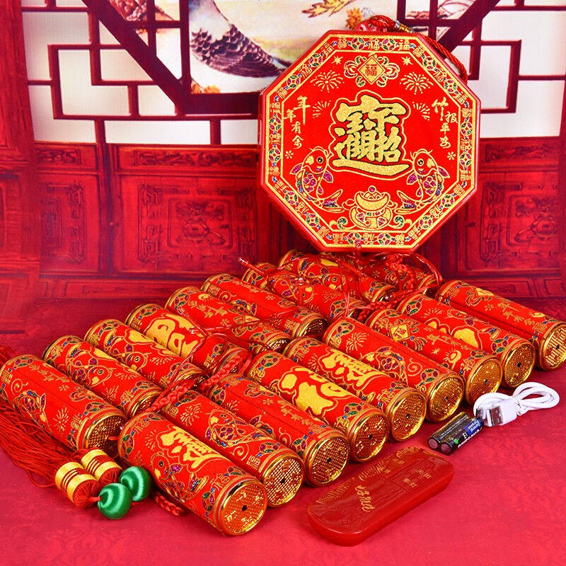 金火把仿真环保电子鞭炮带响免插电带音效超响牛年锂电usb充电遥