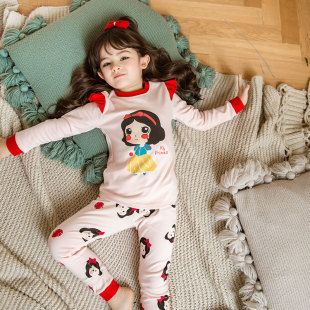 保暖内衣家居服睡衣潮 宝宝纯棉厚款 白雪公主女童秋冬秋衣秋裤 套装