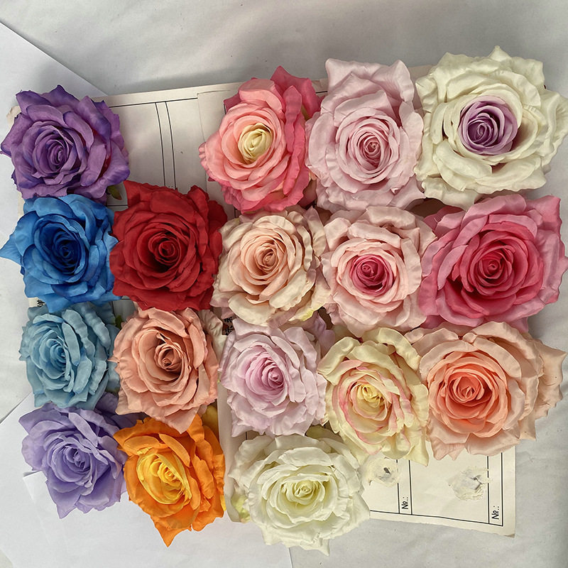 14厘米玫瑰花头仿真绢花婚庆装饰