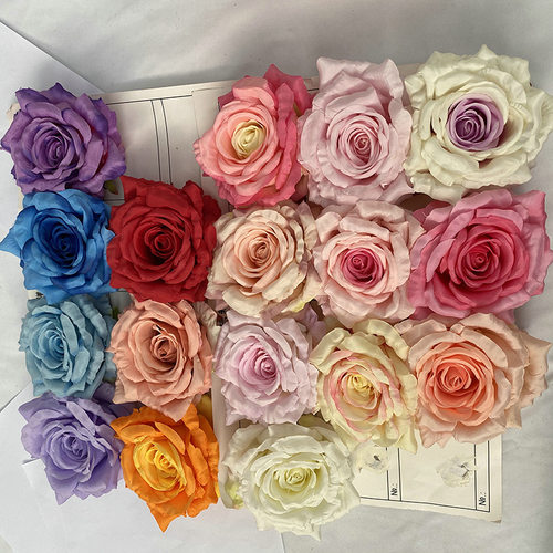 14厘米玫瑰花头仿真绢花婚庆装饰