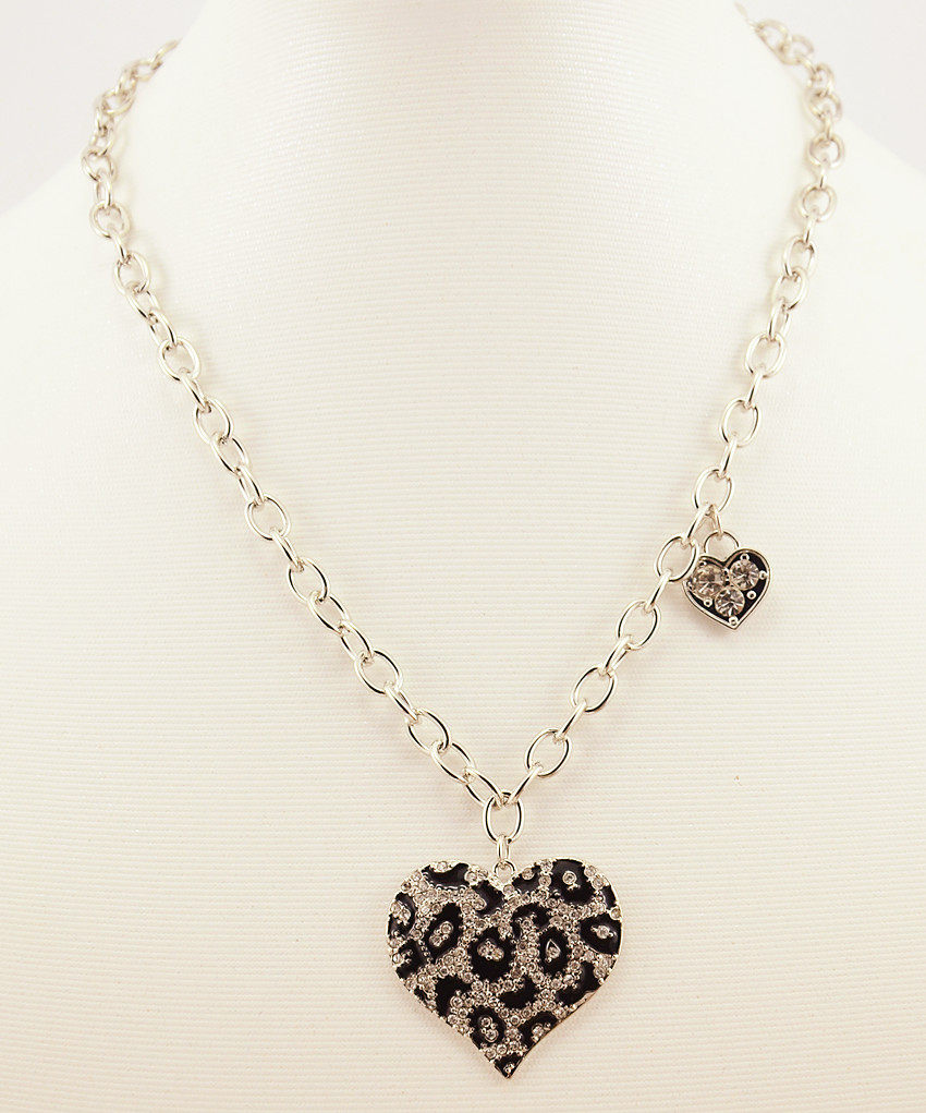 thumbnail for 2020 new European, American, Japanese and Korean big-name fashion wild color glaze letter heart-shaped leopard necklace with matching specials