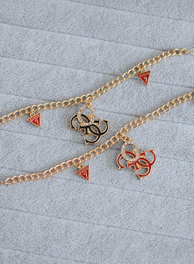 女合金宝石欧美几何吊坠手链