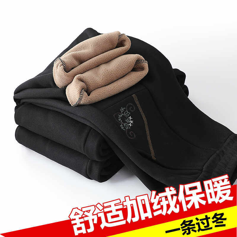 中老年人保暖外穿松紧加绒裤子