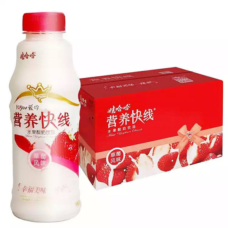 娃哈哈营养快线水果酸奶饮品草莓味500g*15瓶整箱大瓶学生早餐奶