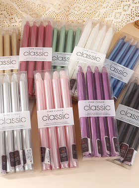 现代复古欧式仪式感直径22mm长25cm无烟无味电镀直杆长枝杆状蜡烛