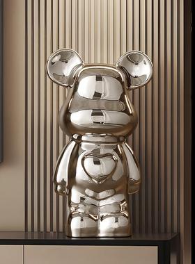 潮玩特大陶瓷暴力熊装饰品摆件