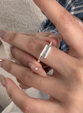 包邮几何素圈线条缠绕戒指女螺纹简约冷淡风开口指环ins风小众食
