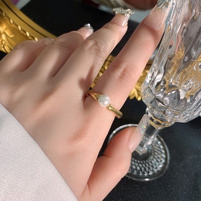 包邮简约精致冷淡风戒指女几何方形时尚波浪气质S925镀银开口食指