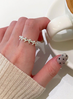 蝴蝶结戒指女简约冷淡风精致嘻哈开口指环网红新款小众百搭食指戒