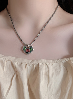 包邮中国风如意锁扣吊坠项链女气质时尚设计感锁骨链民族创意新款