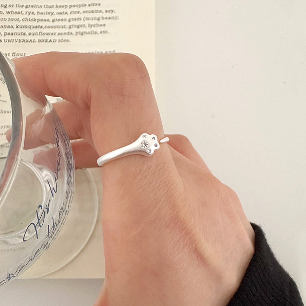 S925银饰品可爱猫爪戒指女ins风小众设计感气质开口指环网红时尚