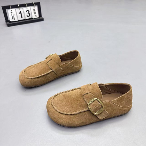 真皮女鞋法式两穿皮带扣勃肯鞋潮