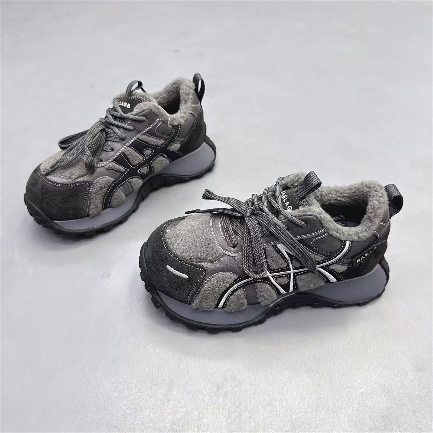 真皮女鞋韩版厚底加绒牛皮老爹鞋