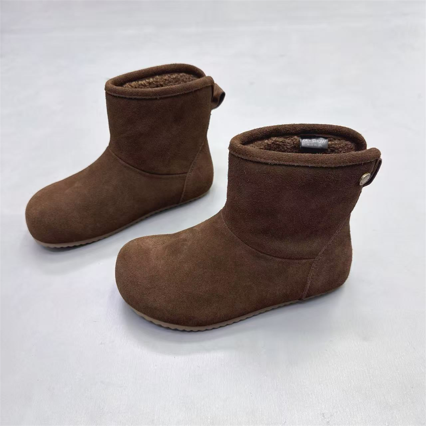 真皮女鞋复古圆头加绒保暖雪地靴